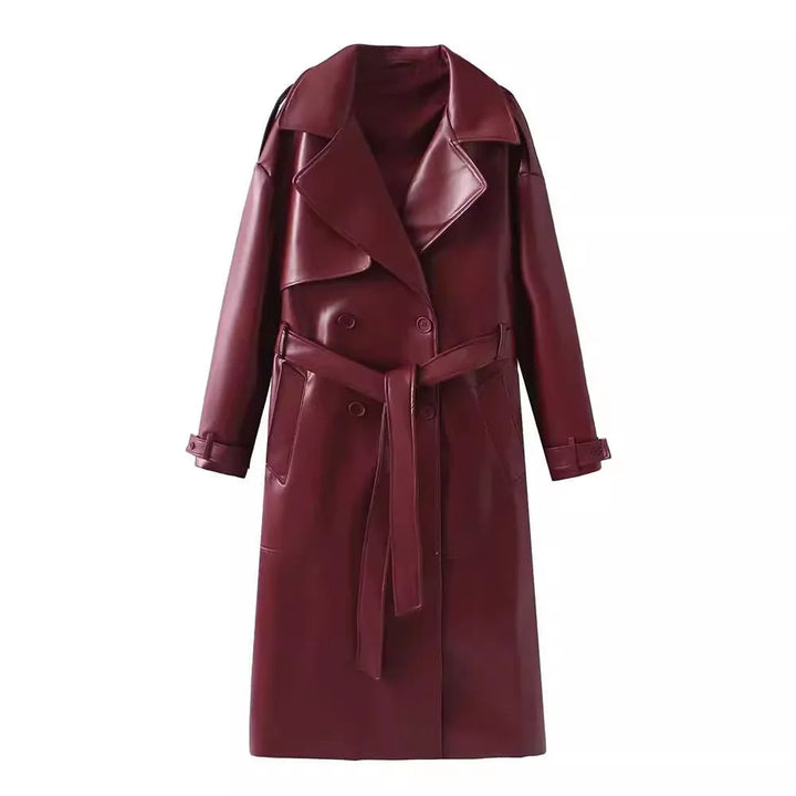 Levoire | Bordeaux-Rouge Manteau En Simili Cuir Pour Femmes Rouge (encore 6 en stock)