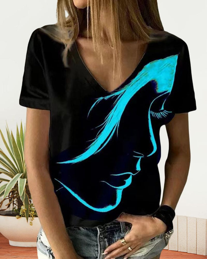 Levoire | T-Shirt À Décolleté En V Et Imprimé Graphique