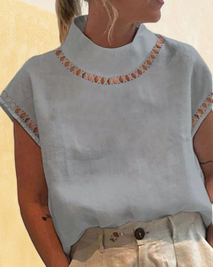Levoire | Blouse En Dentelle Unie Avec Col Montant