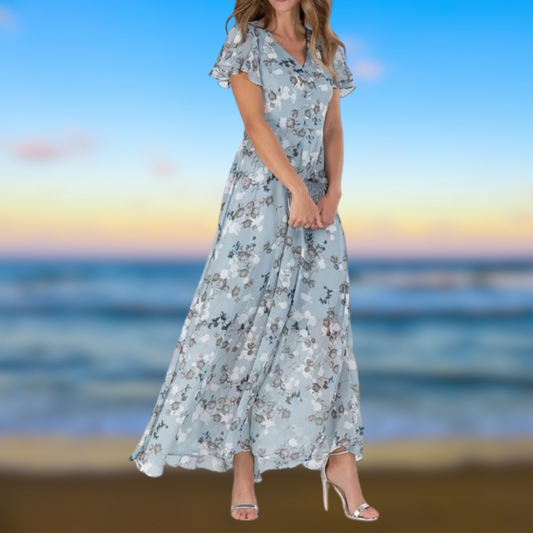Levoire | Robe élégante motif floral Azzurro