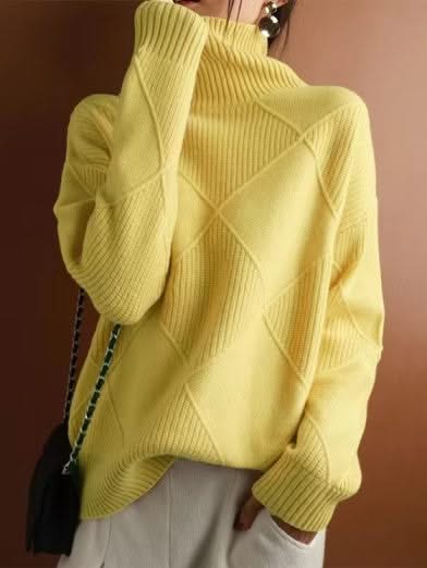 Levoire | Col Taille 3D Motif Diamant En Cachemire Jaune