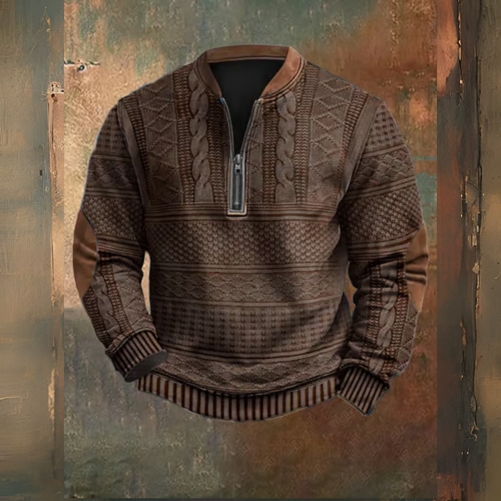 Levoire | Pull En Maille Vintage Avec Fermeture Éclair Braun