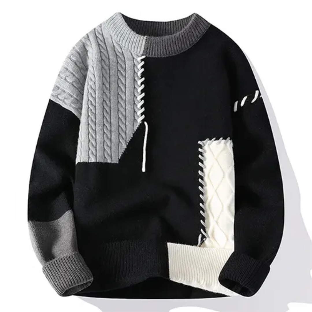 Levoire | Pull pour hommes Patchwork Noir et gris