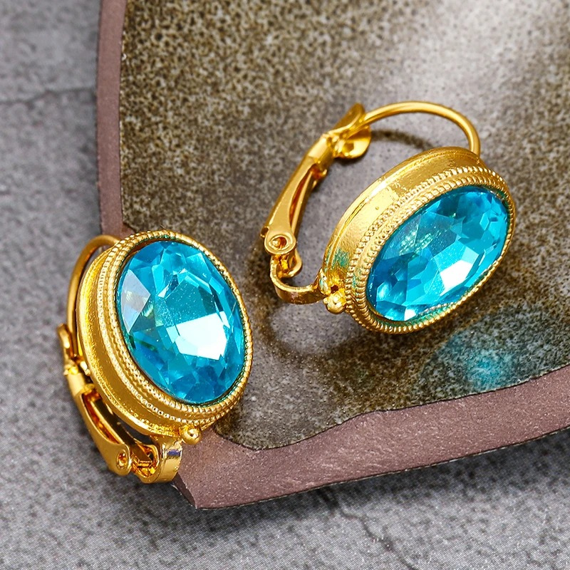 Levoire | Boucles D'Oreilles À Clips En Or Avec Pierre Pour La Collecte De Vin Or Bleu