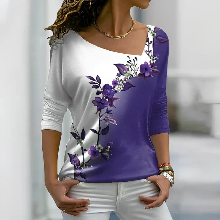 Levoire | T-Shirt À Manches Courtes Floralskontrasti Violet
