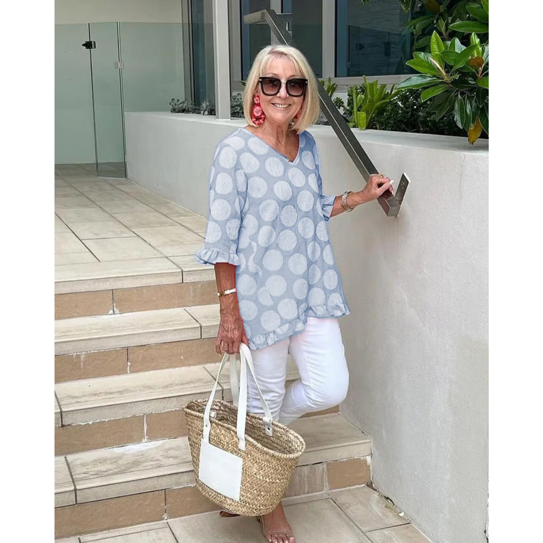 Levoire | Chemisier Élégant À Pois Pour - Femmes - Manches À Volants