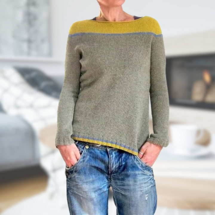Levoire | Chauffe Pull Femmes Le Soir Olive et Jaune