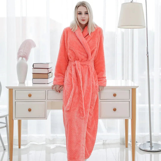 Levoire | Manches Longues Profondes Poches Manteau En Fleece Avec Ceinture Orange