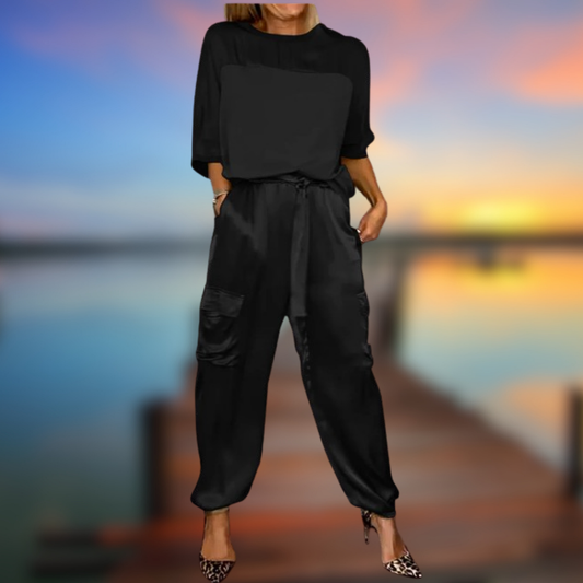 Levoire | Set décontracté effet satin Nero