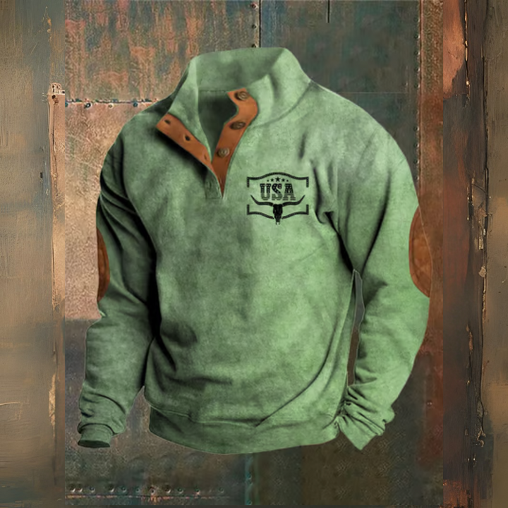Levoire | Pull Western Avec Impression Vintage Vert