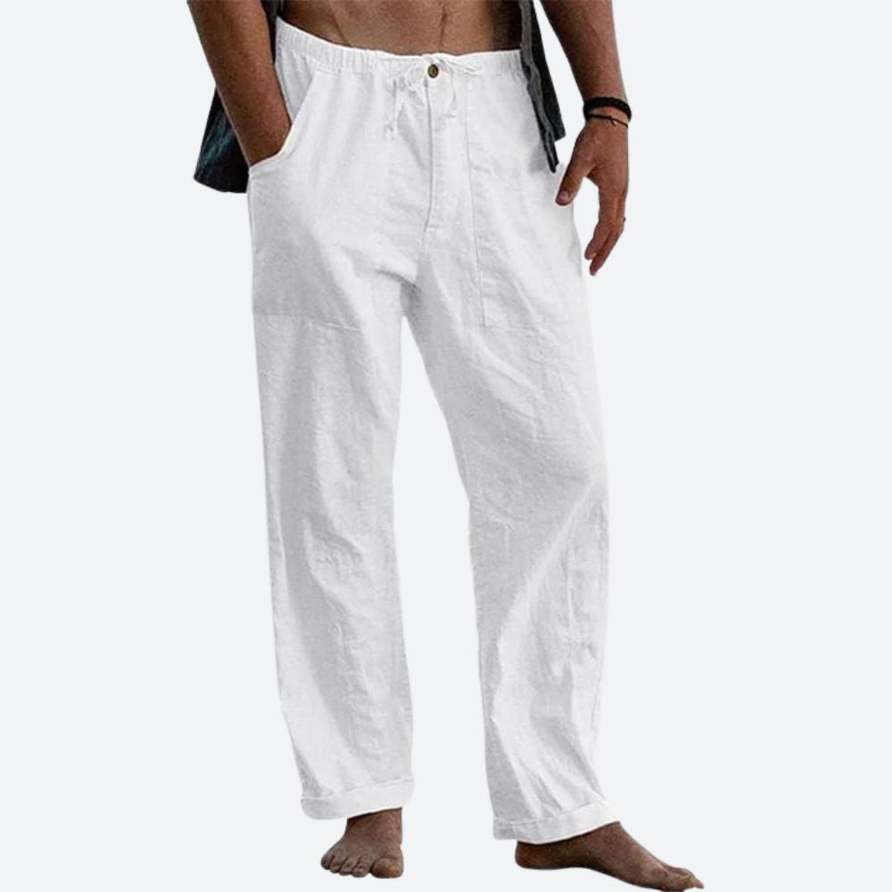 Levoire | Pantalon en lin décontracté pour hommes Pantalon d'été idéal pour hommes Blanc
