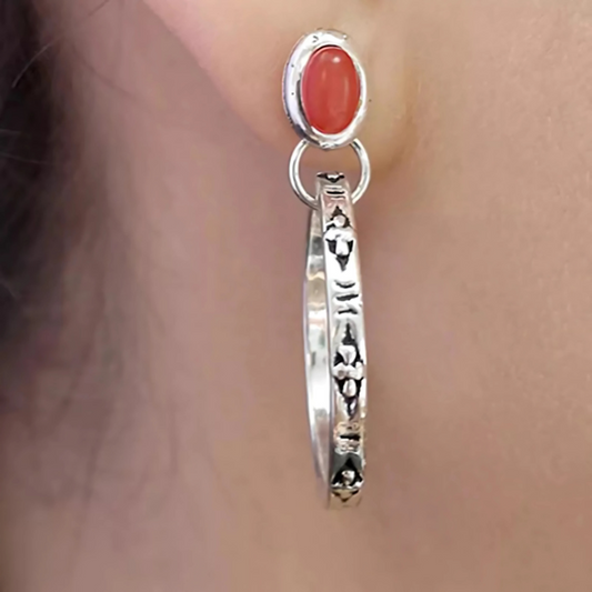 Levoire | Boho Verre À Vin Onyx Boucles D'Oreilles Argent Rot