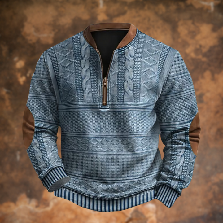 Levoire | Sweatshirt Zippé Vintage en Tricot Doux et Confortable Bleu