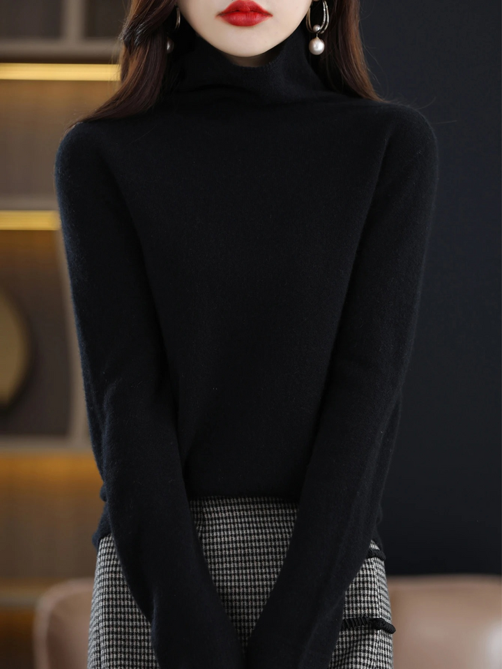 Levoire | Pull en cachemire Pull à col rond pour femmes Pull en tricot doux et confortable Noir