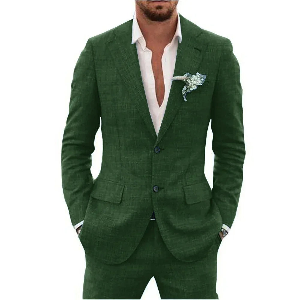 Levoire | Costume en lin pour hommes Vert
