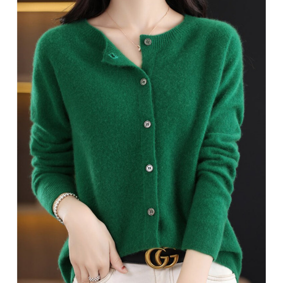 Levoire | Cardigan Boutonné Pour Femme - Manches Longues Vert foncé