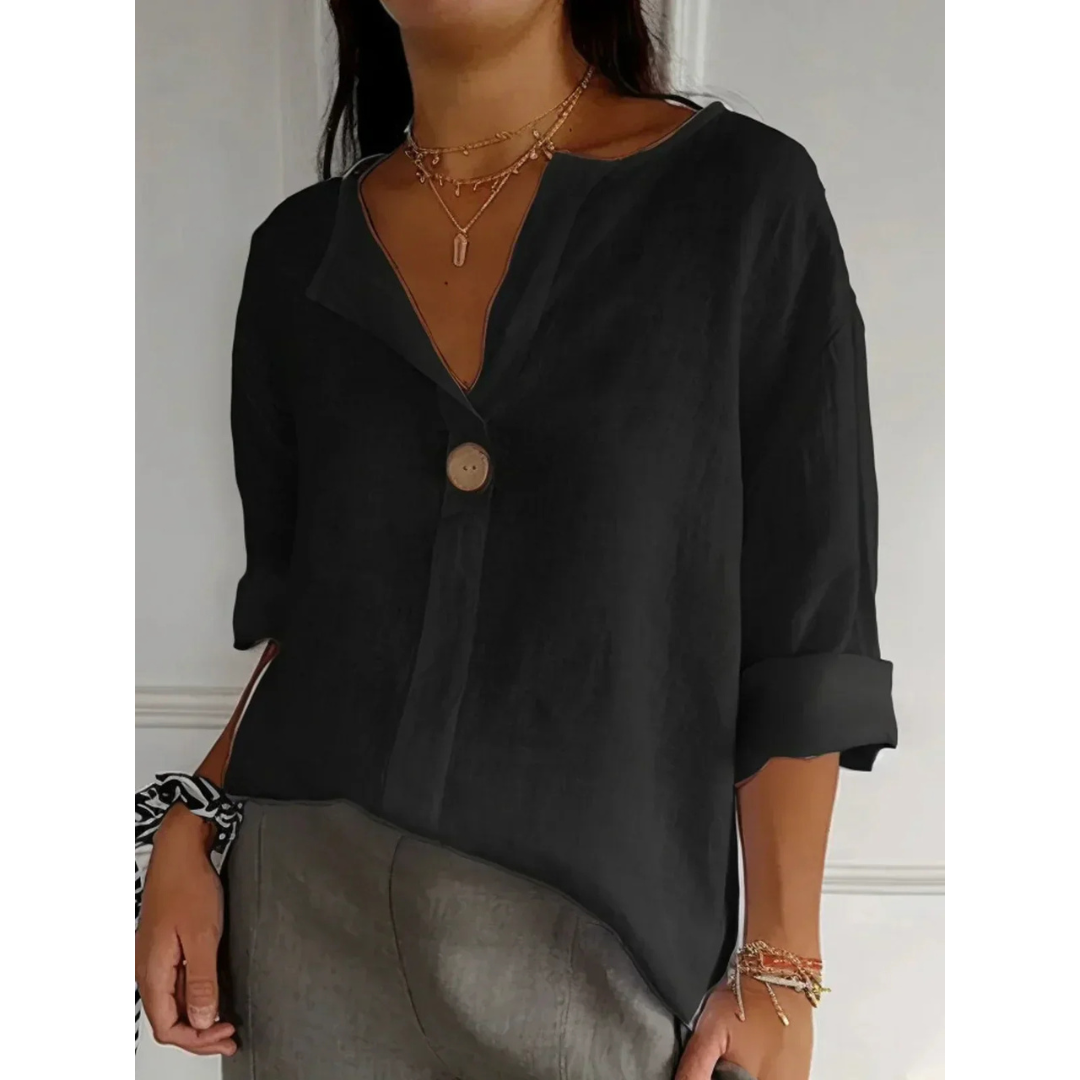 Levoire | Chemisier D'Été Décontracté Pour - Femmes - Manches 3/4 Noir