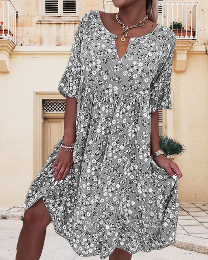 Levoire | Robe Midi Avec Motif Floral Gris