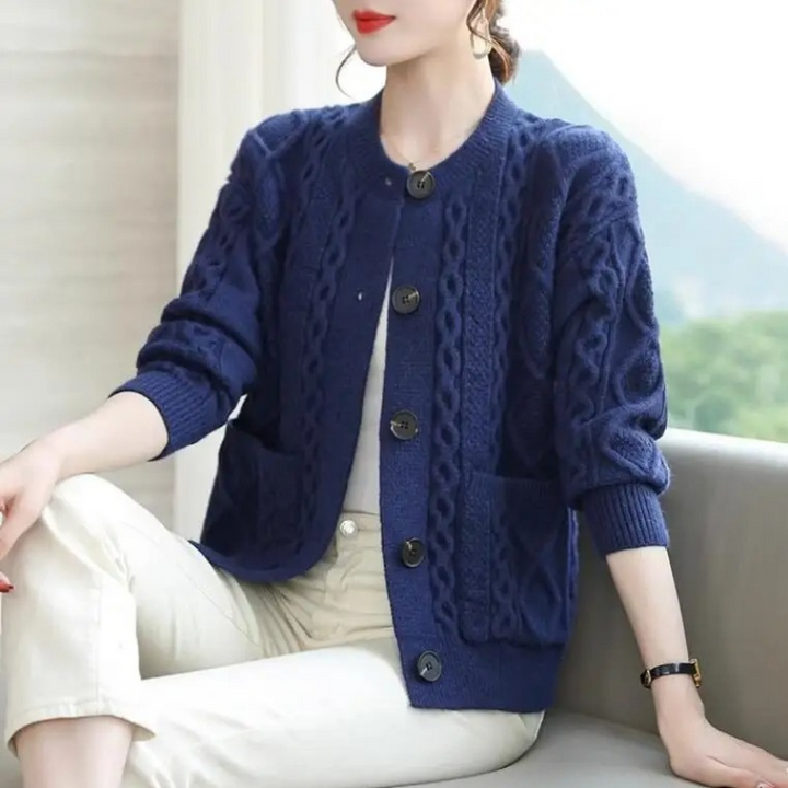Levoire | Gilet pour Femme avec Col Rond et Boutonnage Bleu foncé