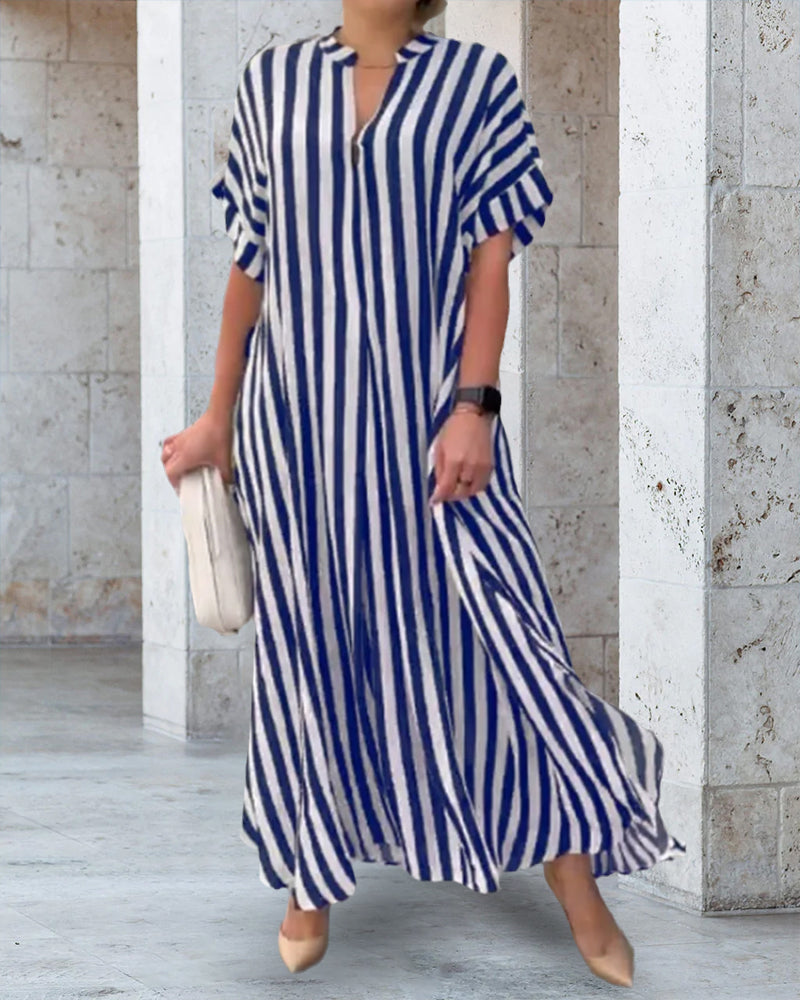Levoire | Chemise Robe V Avec Motif Rayé