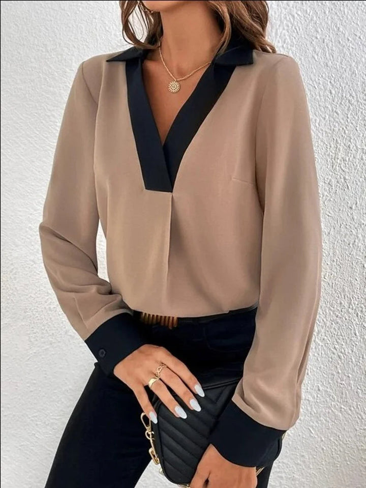 Levoire | Rento Long Sleeve V Neck Shirt Braun