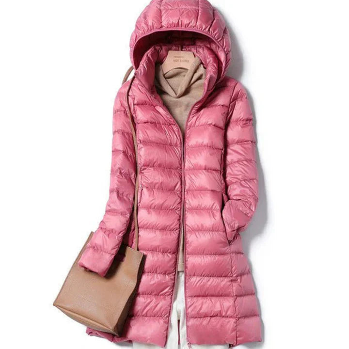 Levoire | Long manteau pour femmes avec capuche Rose