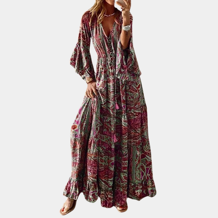 Levoire | Robe Bohémienne pour Femmes Robe Longue Pour Femmes Rot