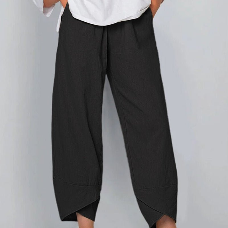 Levoire | Pantalon femme en coton léger et lin, confort d'été pour femmes Noir