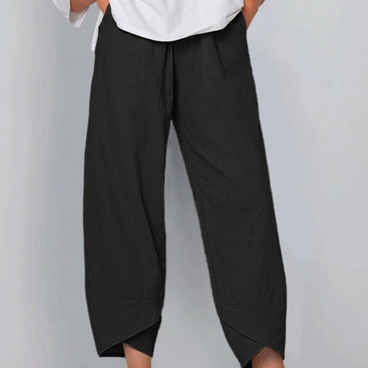 Levoire | Pantalon femme en coton léger et lin, confort d'été pour femmes Noir