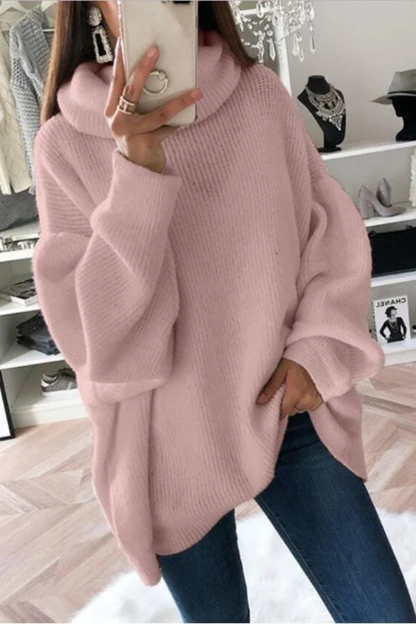 Levoire | Grande Taille Pull À Manches Longues Et Col Large Pour Fashionistas Modernes Rosa