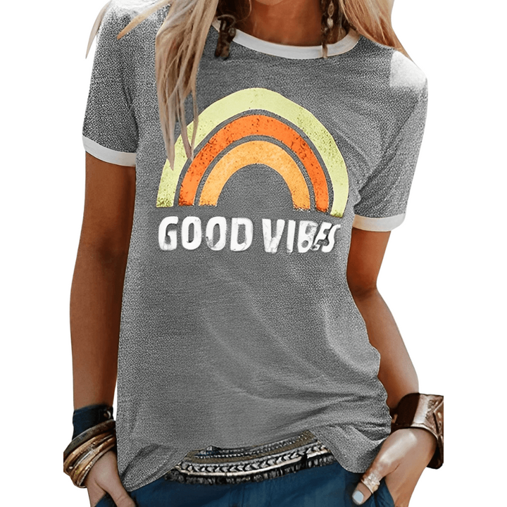 Levoire | Top Femme Tendance T-Shirt Graphique Rétro Gris