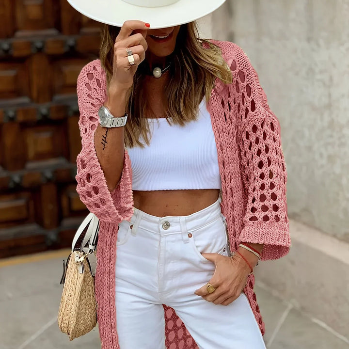 Levoire | Gilet Crocheté Élégant Et Confortable Pastèque Rouge