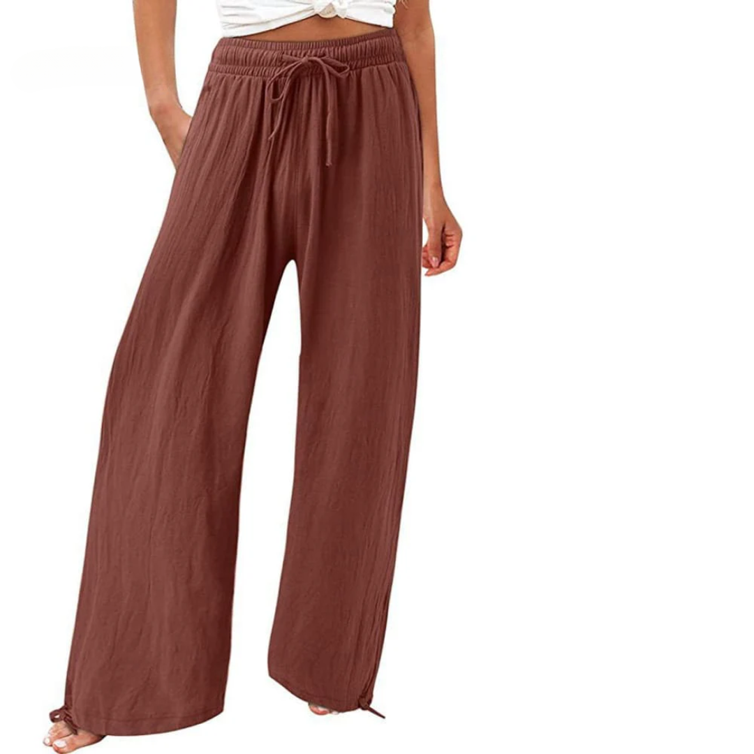 Levoire | Pantalons De Loisirs En Coton Et Lin Pour Femmes Marron foncé