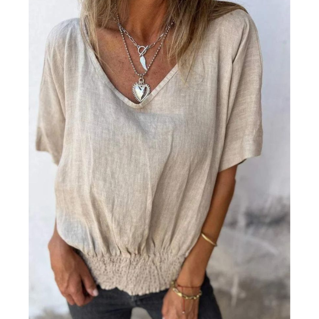 Levoire | Haut Décontracté À Col En V Pour - Femmes - Manches Courtes