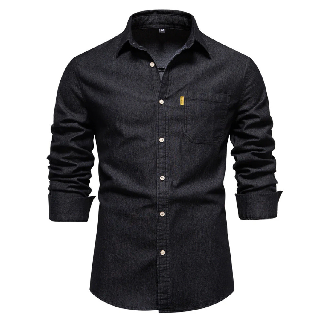 Levoire | Chemise à manches longues Boutonnage en bas Noir