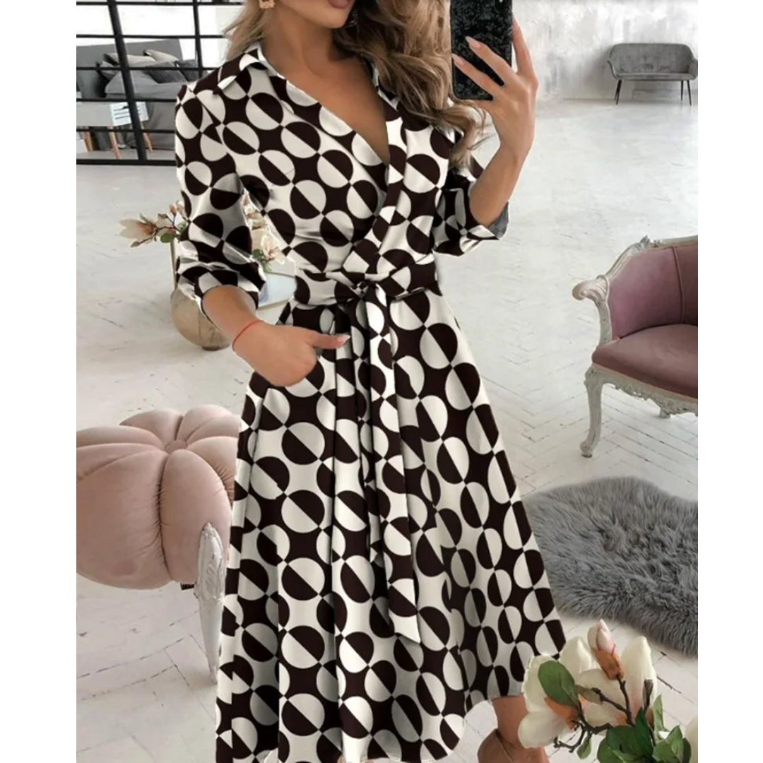 Levoire | Robe Midi Croisée Avec Décolleté en V Pour Femmes Blanc Noir