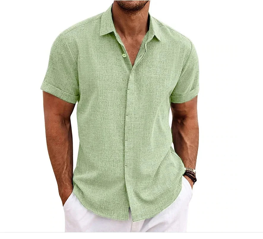 Levoire | Chemise en lin pour hommes Jaune-vert