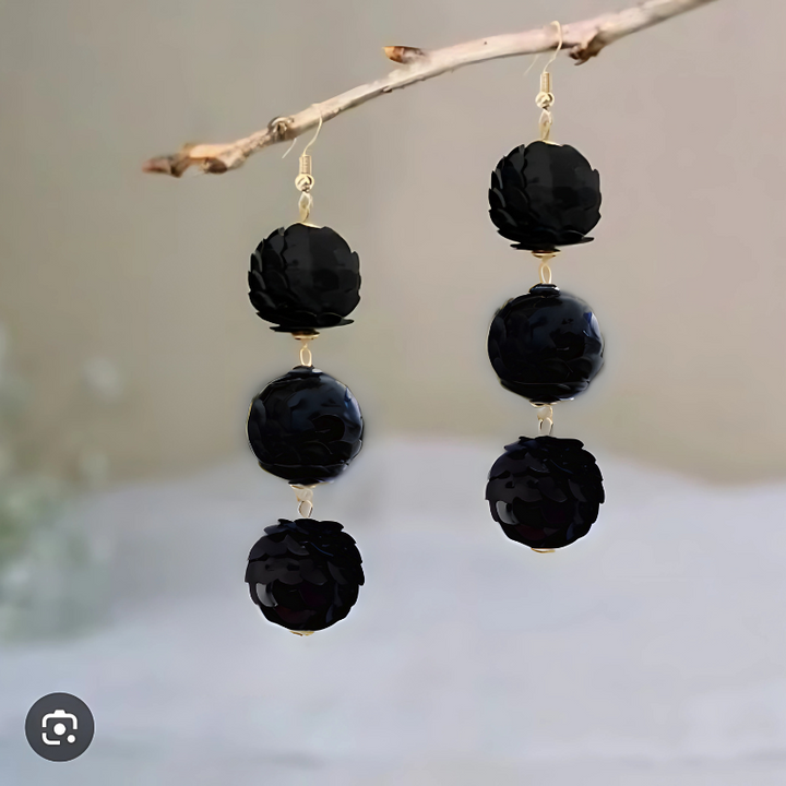 Levoire | Clover Boucles D'Oreilles Tiput Élégantes Noir 11 cm