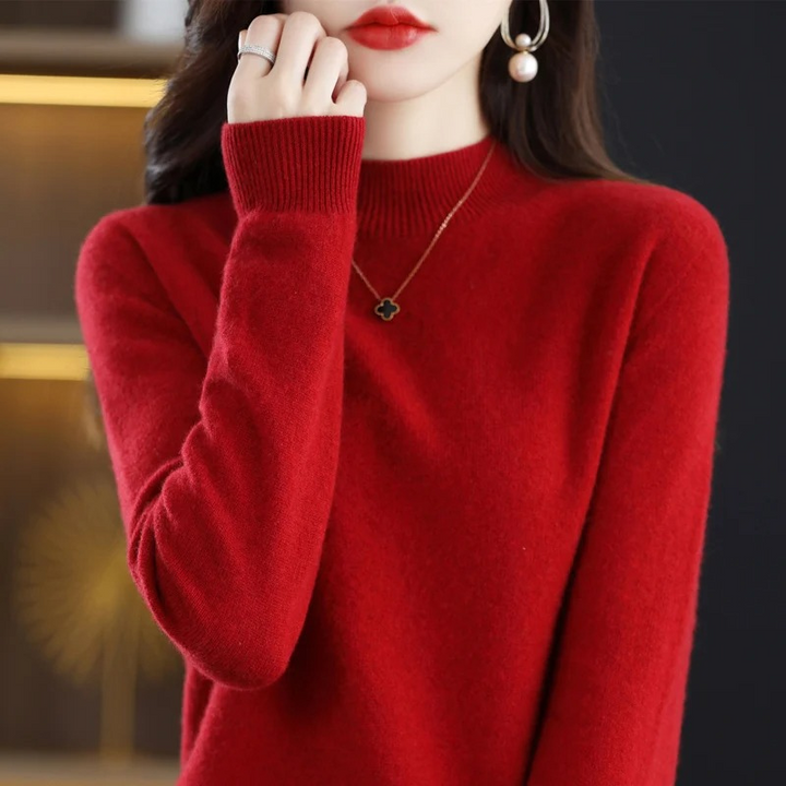 Levoire | Cachemire Gilet Femme Col Rond Doux et Léger Pull Rouge foncé