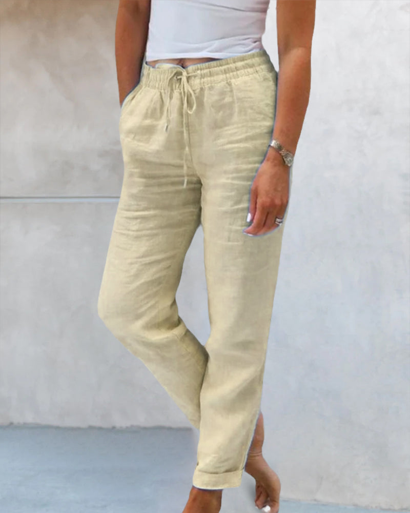 Levoire | Pantalons de couleur mixte à jambe droite Khaki