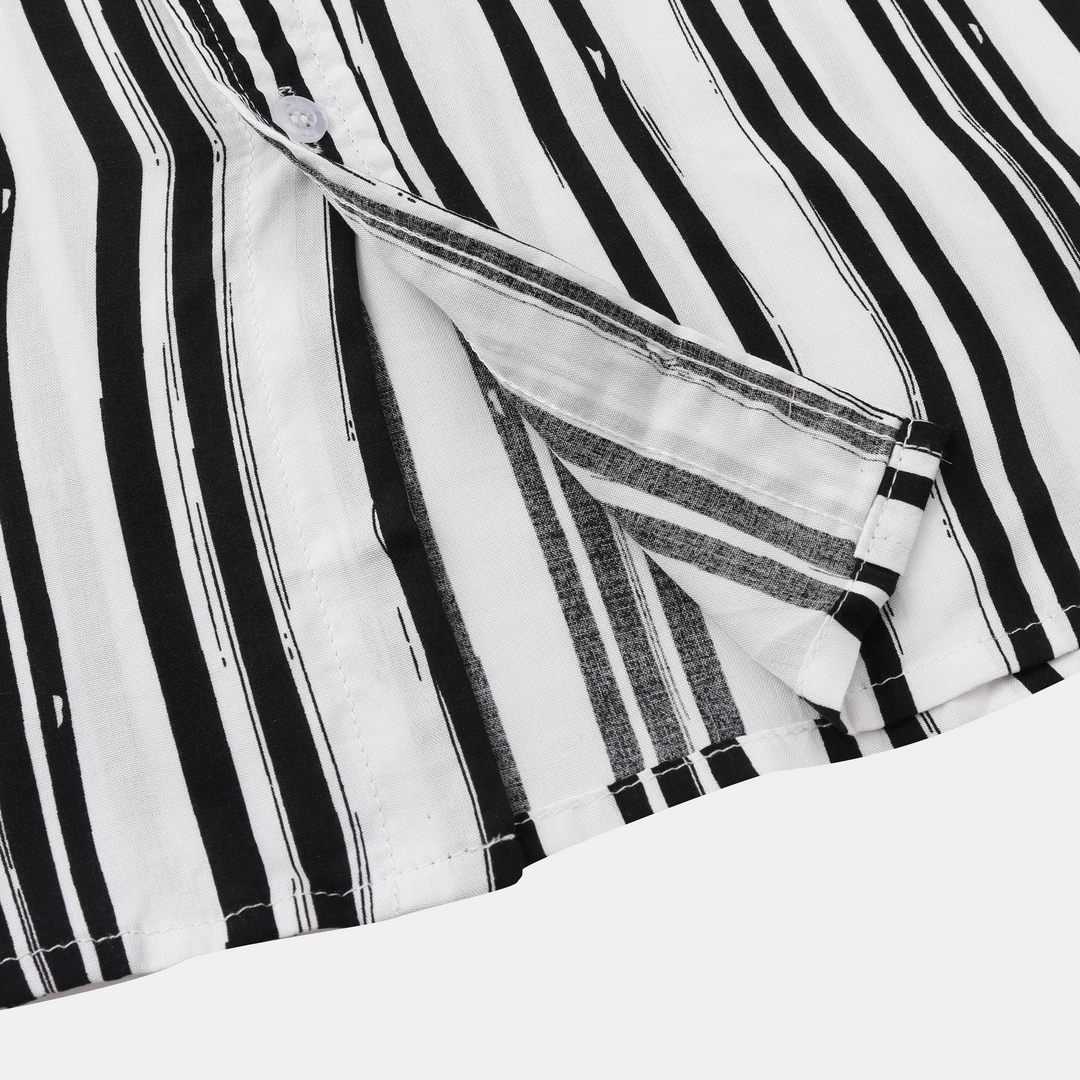 Levoire | Chemise À Manches Courtes Pour Hommes Blanc Noir