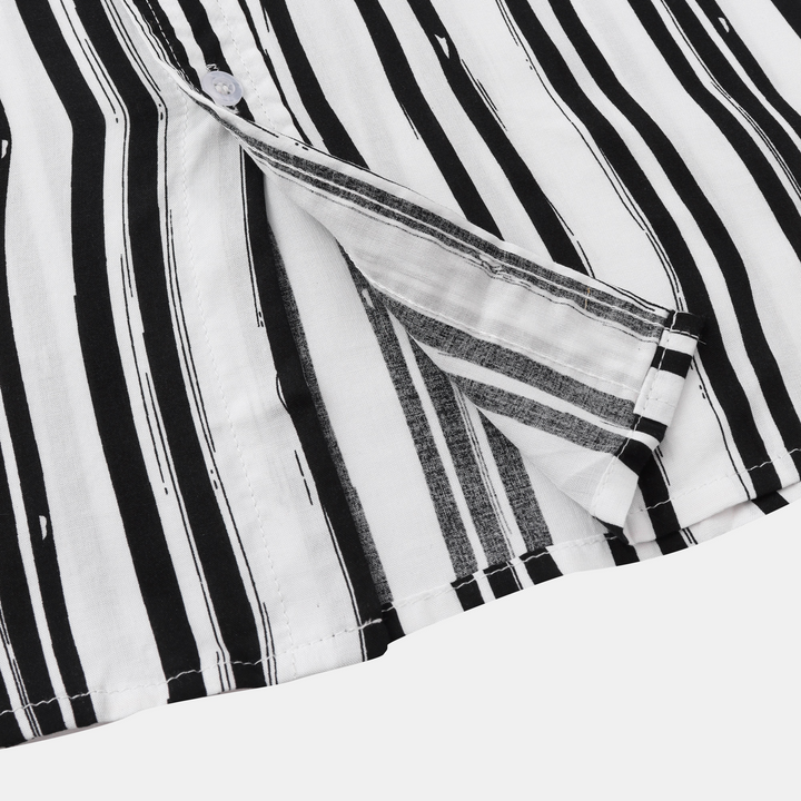 Levoire | Chemise À Manches Courtes Pour Hommes Blanc Noir