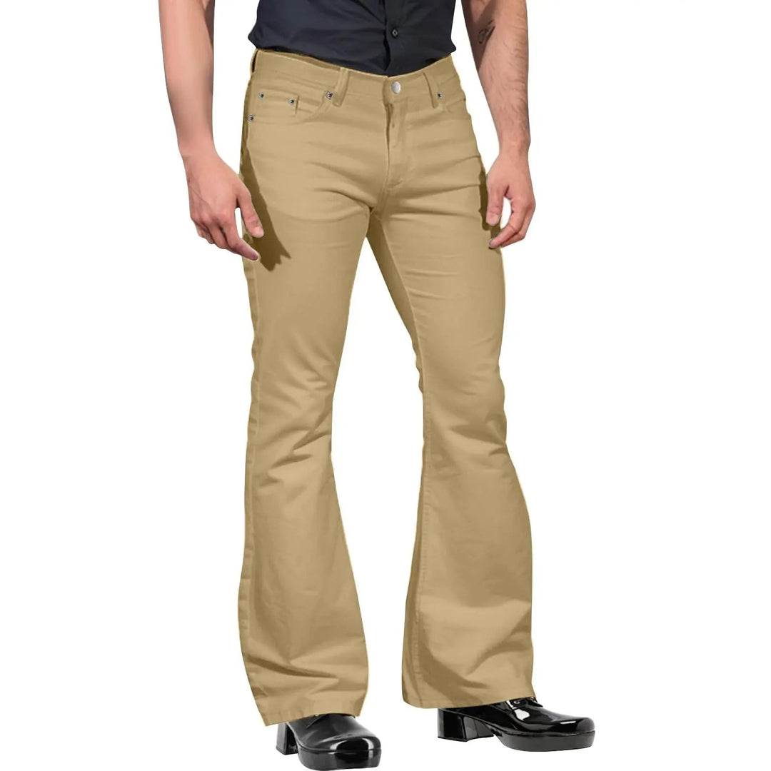 Levoire | Pantalons Évasés Rétro pour Hommes Khaki