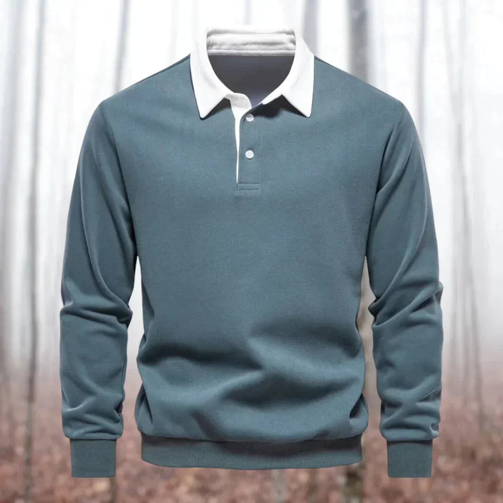 Levoire | Polo Shirt Avec Manches Longues FR Hommes Chic Bleu Vert