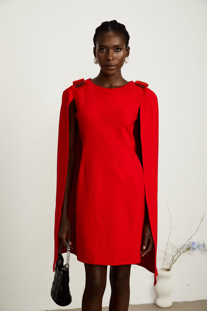 Levoire | Détail De Nœuds Rouges Cape Mini Robe