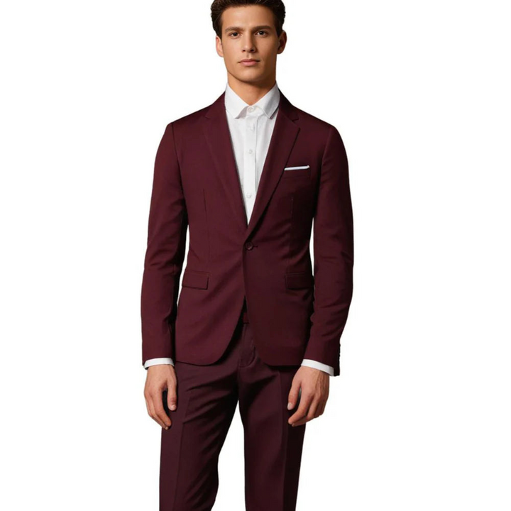 Levoire | Veste et pantalon pour hommes Veste cintrée Costume deux pièces pour hommes Rot