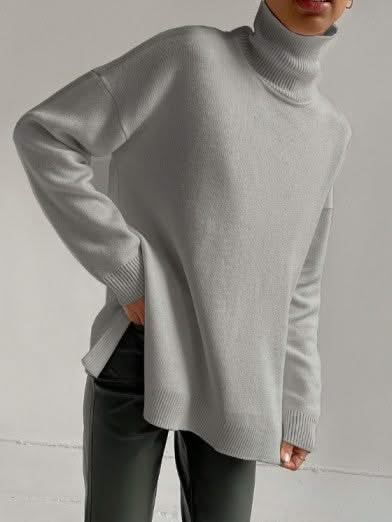 Levoire | Chemise À Col Long Grande Avec Fentes Latérales Gris clair