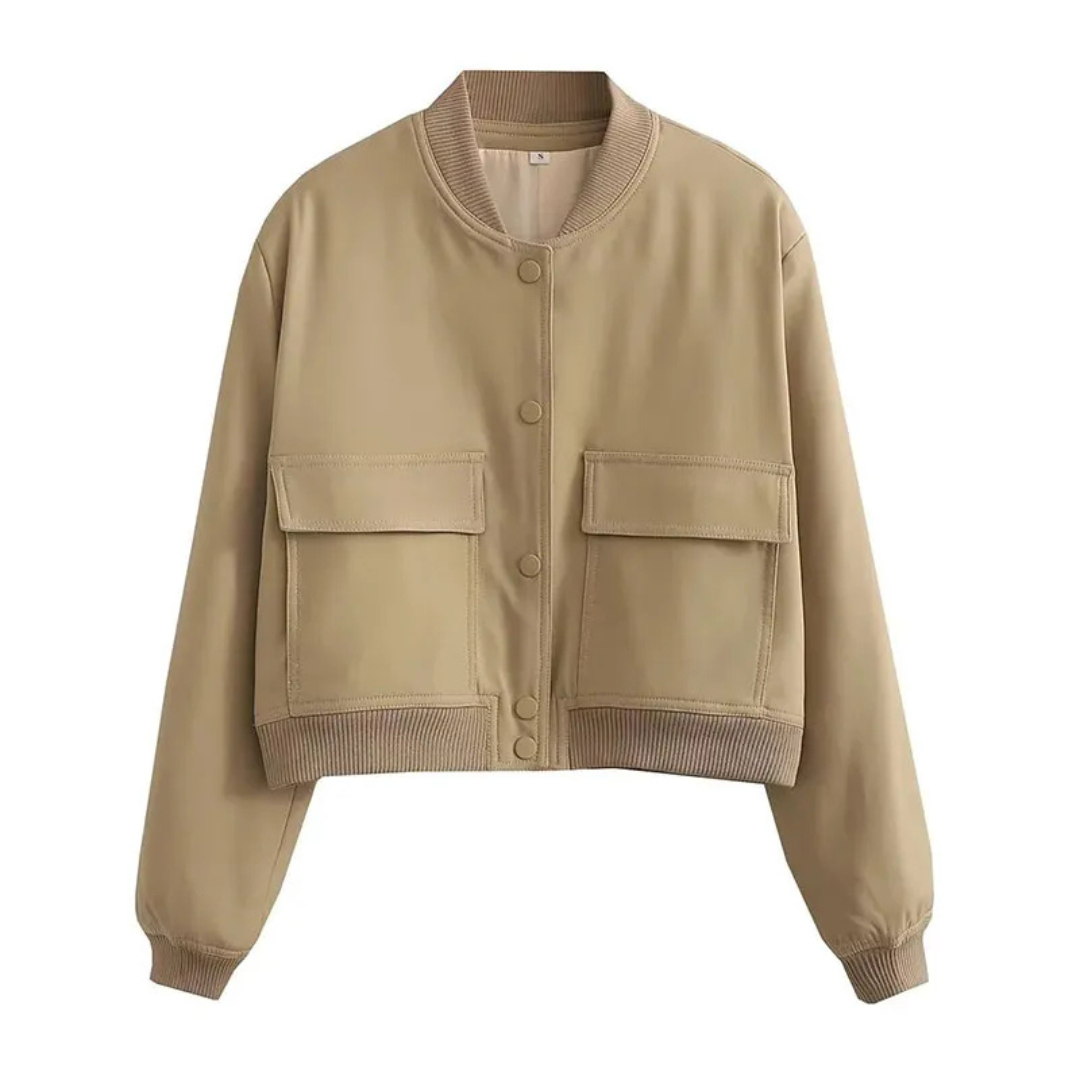 Levoire | Veste courte avec col rond pour femmes Beige