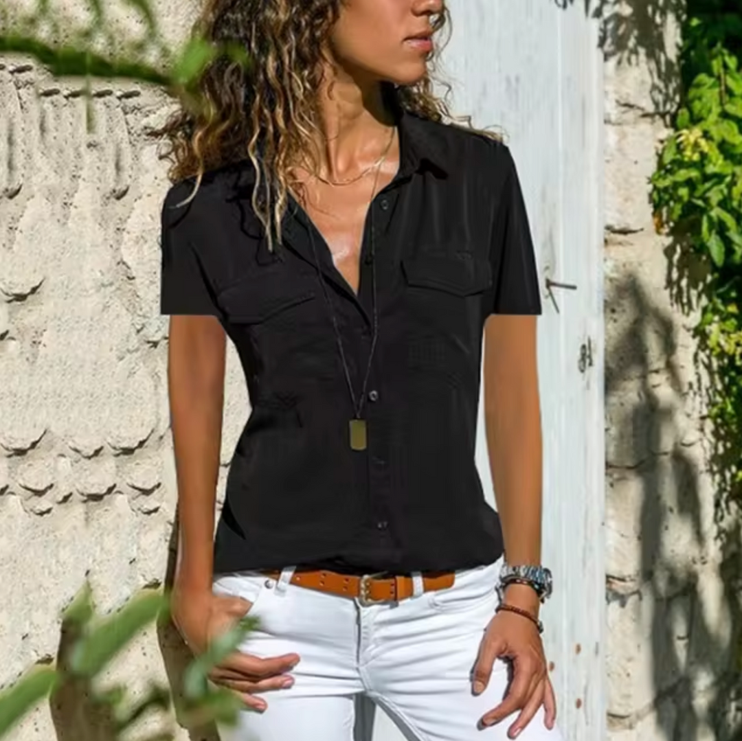 Levoire | Haut À Manches Courtes En Design Uni Noir