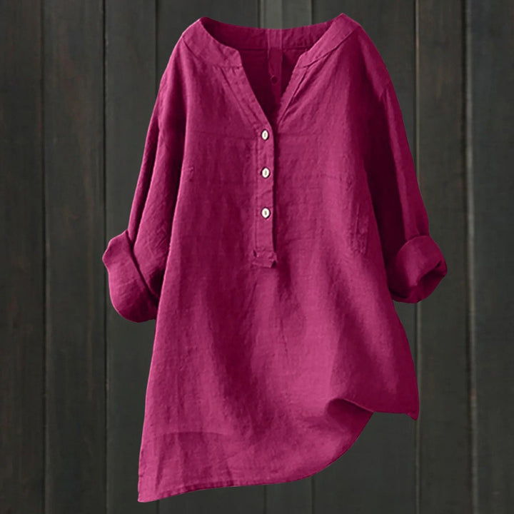 Levoire | Blouse Élégante Et Polyvalente Avec Patte De Boutonnage Rose foncé